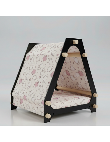 Cuccia design per gatti-nera-gattini-rosa