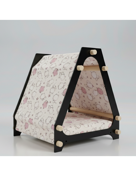 Cuccia design per gatti-nera-gattini-rosa