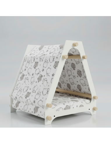 Cuccia elegante per gatti con cuscino in tessuto naturale gattini grigi